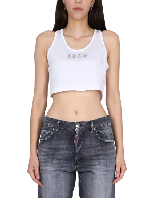 dsquared crop top with logo