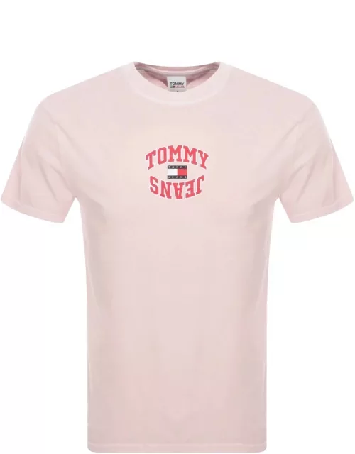 Tommy Jeans Classic Arched Logo T Shirt Pink