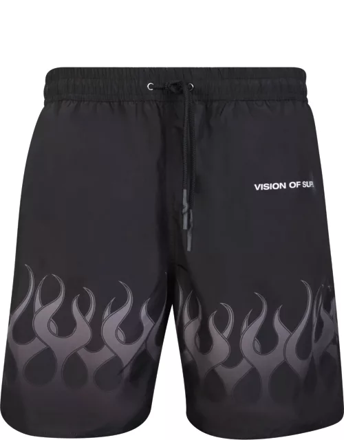 Vision of Super Black/gray Flames Swim Short