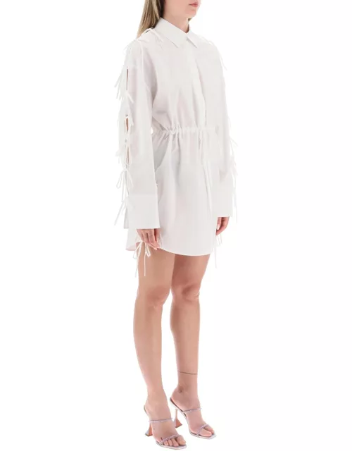 MSGM Mini Shirt Dress With Cut-outs And Bow