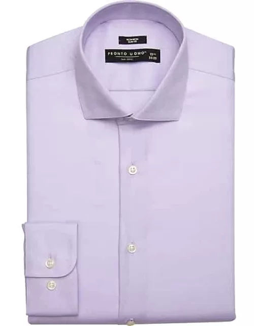 Pronto Uomo Big & Tall Men's Slim Fit Spread Collar Dress Shirt Lavender Stripe