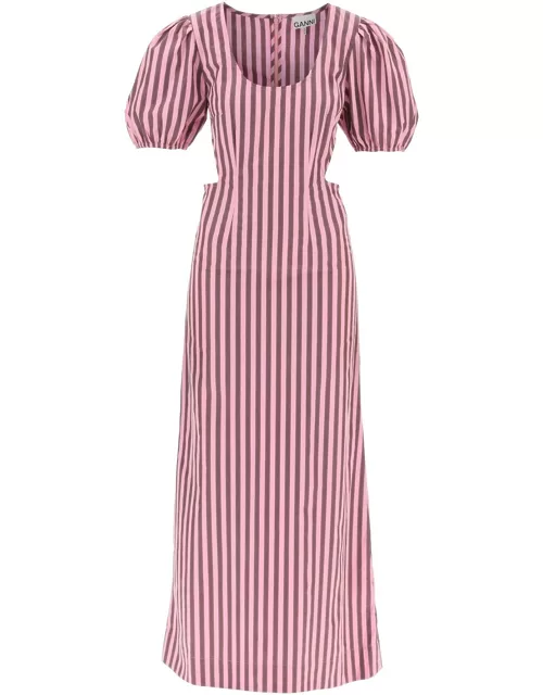 GANNI STRIPED MAXI DRESS WITH CUT-OUT