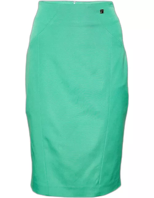 Versace Collection Green Stretch Crepe Pencil Skirt