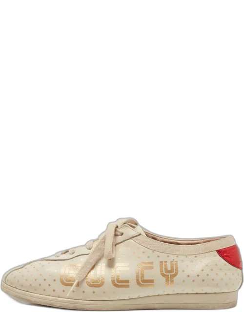 Gucci Beige Leather Falacer Guccy Sneaker
