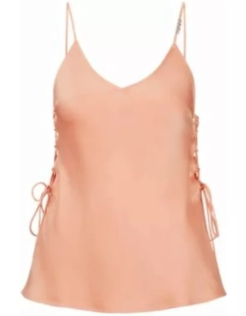 Strappy camisole in satin with side laces- Light Orange Women's Business Top
