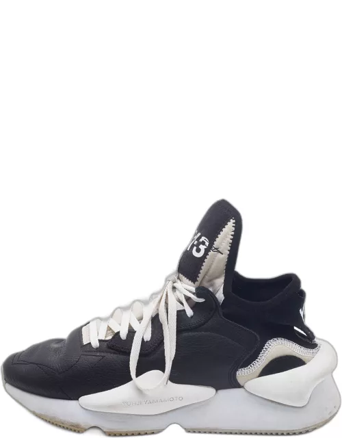 Y-3 Black/White Leather and Fabric Kaiwa Sneaker