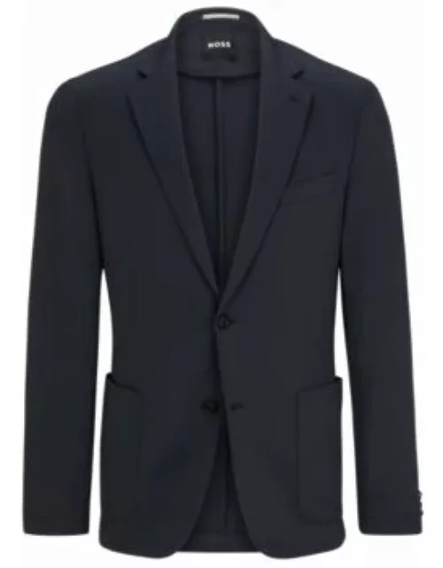 Slim-fit jacket in micro-patterned performance-stretch fabric- Dark Blue Men's Sport Coat