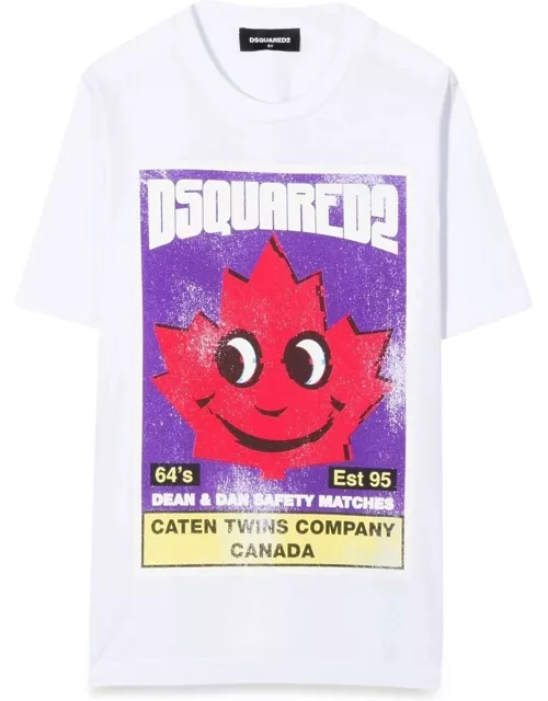dsquared front logo and leaf print t-shirt