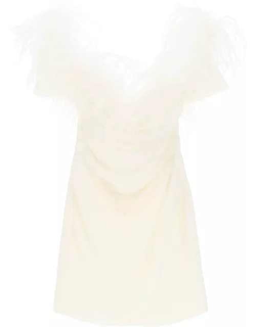 GIUSEPPE DI MORABITO MINI DRESS IN POLY GEORGETTE WITH FEATHER
