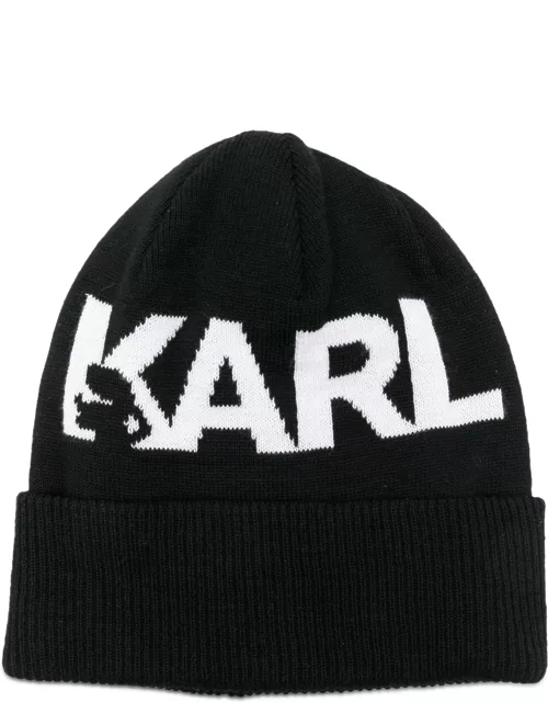 karl lagerfeld beanie hat with logo