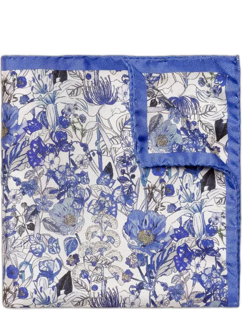 Men's Floral-Print Silk Pocket Square