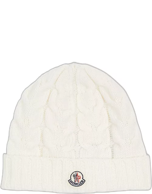 Cable knit beanie w Moncler patch