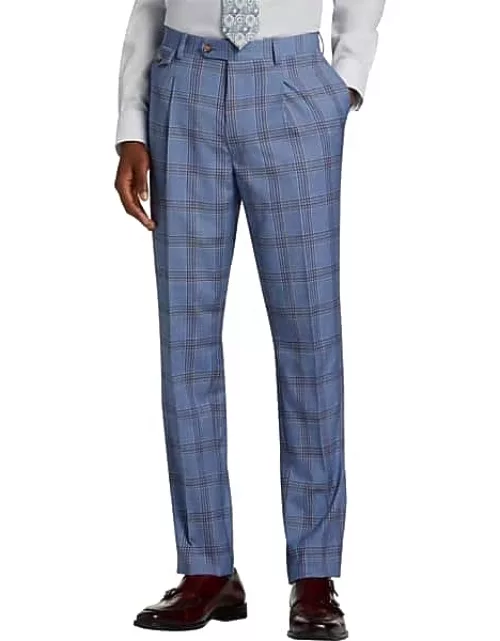 Tayion Big & Tall Men's Classic Fit Suit Separates Pants Navy/Rust Plaid