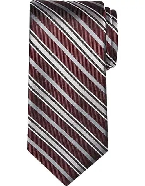 Pronto Uomo Platinum Big & Tall Men's Narrow Tie Burgundy Stripe