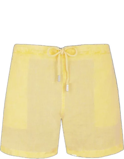 Men Linen Bermuda Shorts Mineral Dye - Bermuda - Barry - Yellow