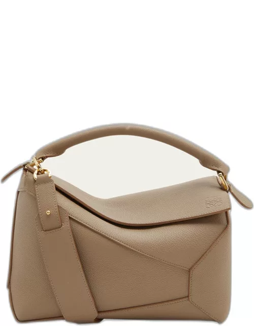 Puzzle Edge Top-Handle Bag in Soft Grained Leather