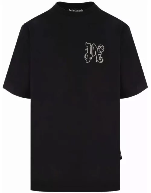 Black T-shirt with logo embroidery
