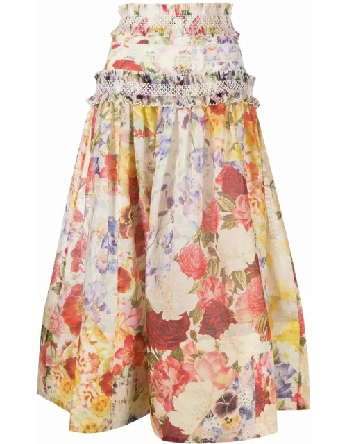 Wonderland floral print midi skirt