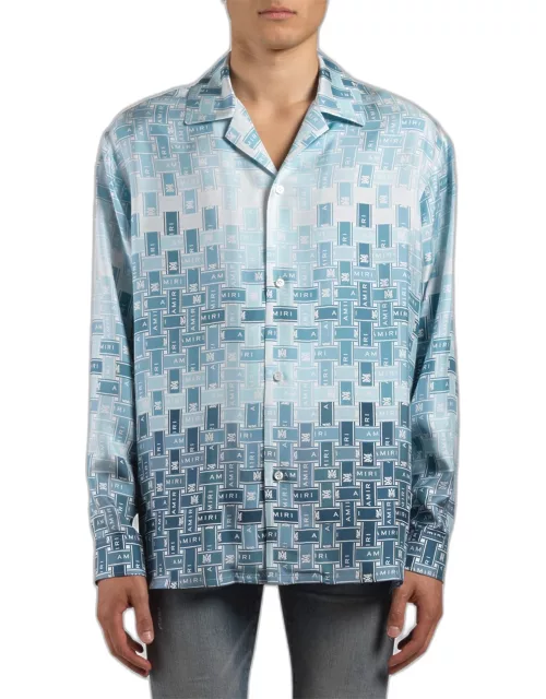 Men's Gradient Tape Silk Pajama Shirt