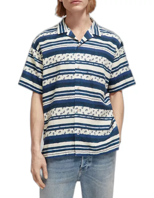 Men's Printed Lightweight Waffle Camp Shirt