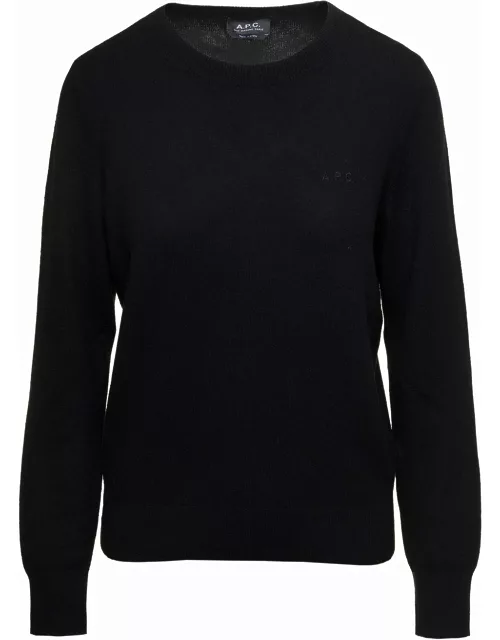 A.P.C. nina Black Sweater With Tonal Logo Embroidery In Wool Woman