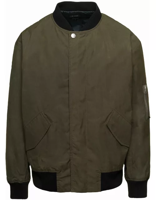 A.P.C. hamilton Military Green Bomber Jacket With Flap Pockets In Cotton Man