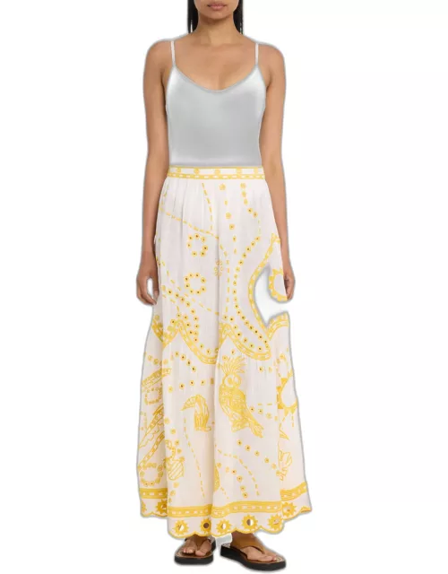 Ambra Tropical Embroidered Maxi Skirt