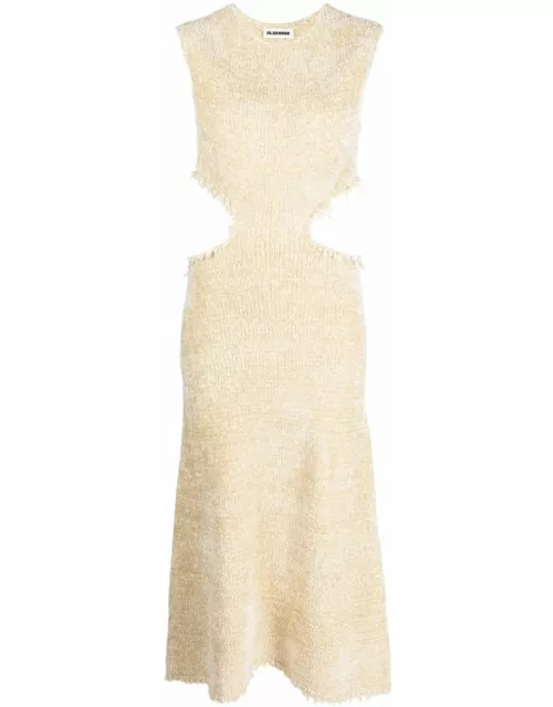 Beige midi dress with cut-out detailing