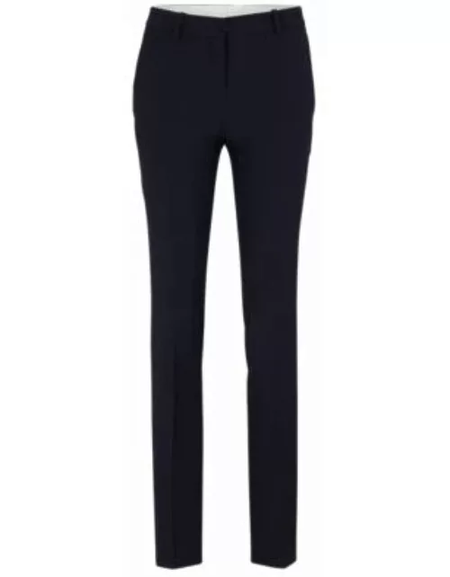 Regular-fit high-rise trousers in virgin wool- Dark Blue Women's Formal Pant