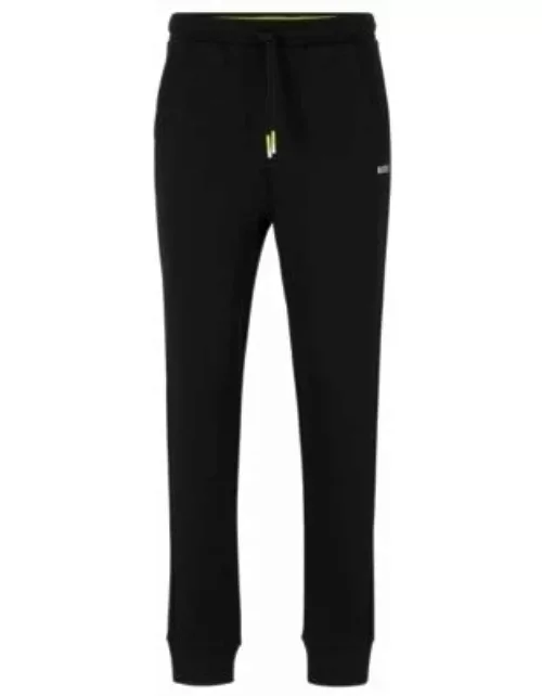 Cotton-blend tracksuit bottoms with embroidered logos- Black Men's Jogging Pant