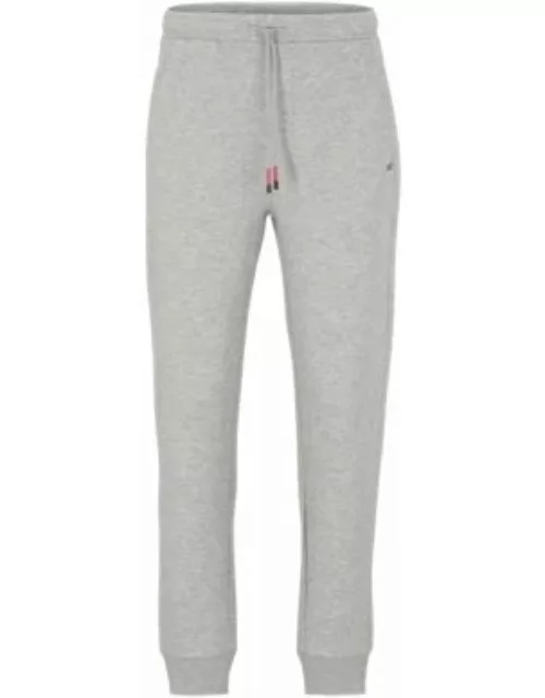 Cotton-blend tracksuit bottoms with embroidered logos- Light Grey Men's Jogging Pant