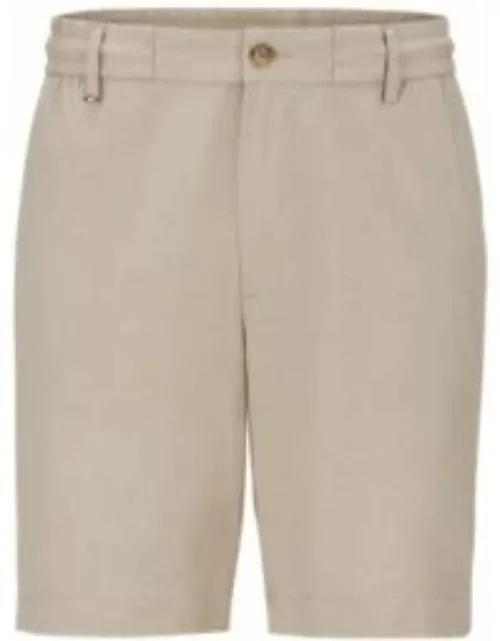 Slim-fit shorts in cotton-blend poplin- Beige Men's Short