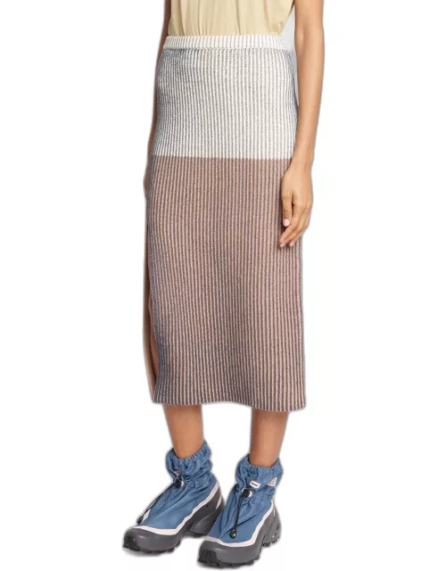 Knit Colorblock Midi Skirt