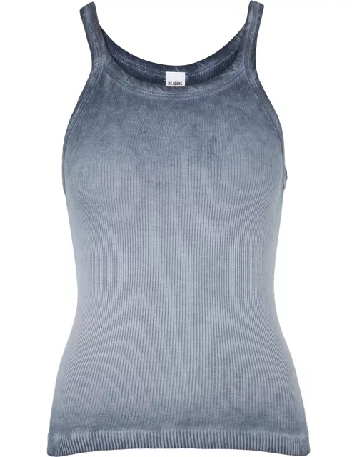 Re/done X Hanes Ribbed Cotton Tank - Blue