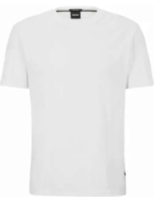 Mercerised-cotton T-shirt with houndstooth jacquard- White Men's T-Shirt