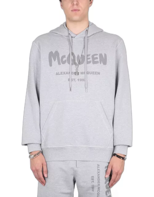 alexander mcqueen graffiti logo print sweatshirt
