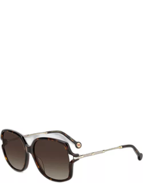 Her0132 Cut-Out Acetate & Metal Alloy Square Sunglasse