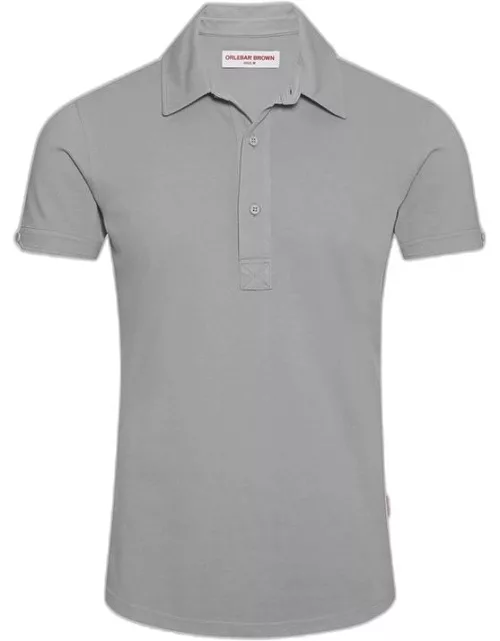 Sebastian - Chrome Grey Tailored Fit Cotton Polo Shirt