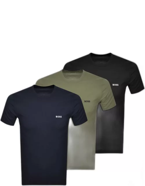 BOSS Three Pack Crew Neck T Shirts Navy