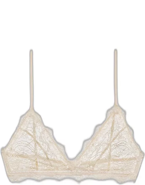 ANINE BING Lace Bra With Trim in Nude