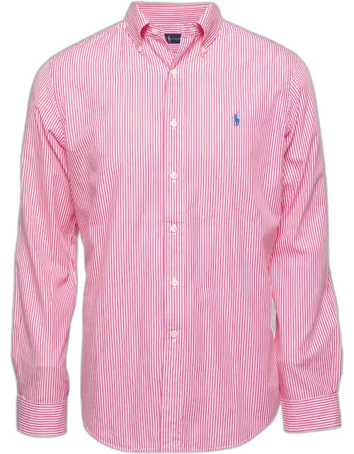 Ralph Lauren Pink Striped Cotton Button Down Shirt
