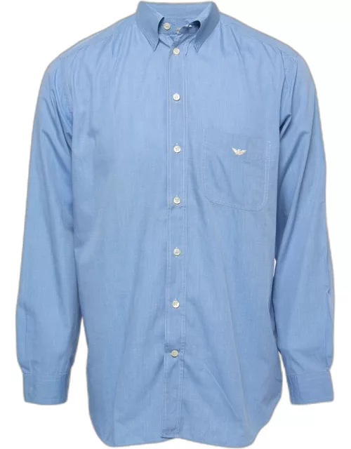 Emporio Armani Blue Cotton Full Sleeve Shirt