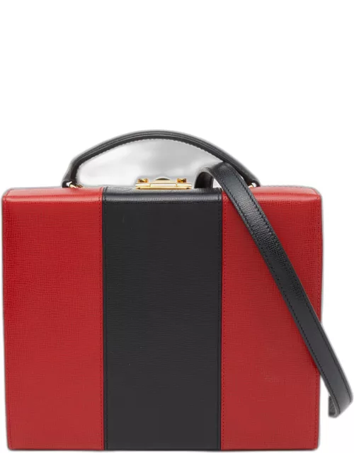 Mark Cross Tri Color Leather Grace Box Top Handle Bag