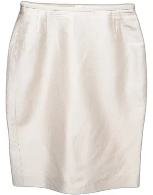 Armani Collezioni Beige Jacquard Pencil Skirt