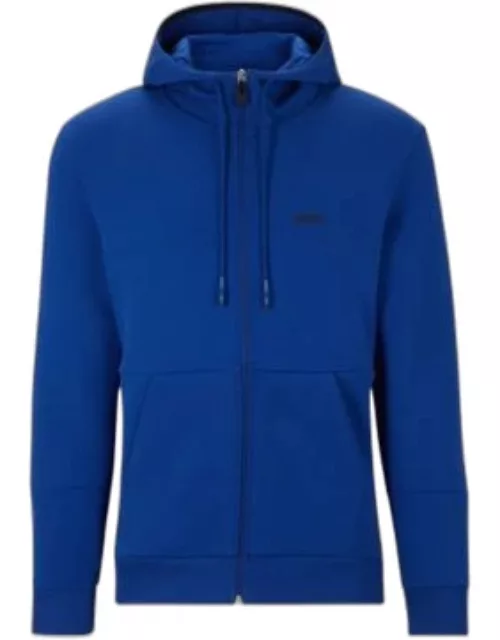 Cotton-blend zip-up hoodie with embroidered logo- Blue Men's Tracksuit