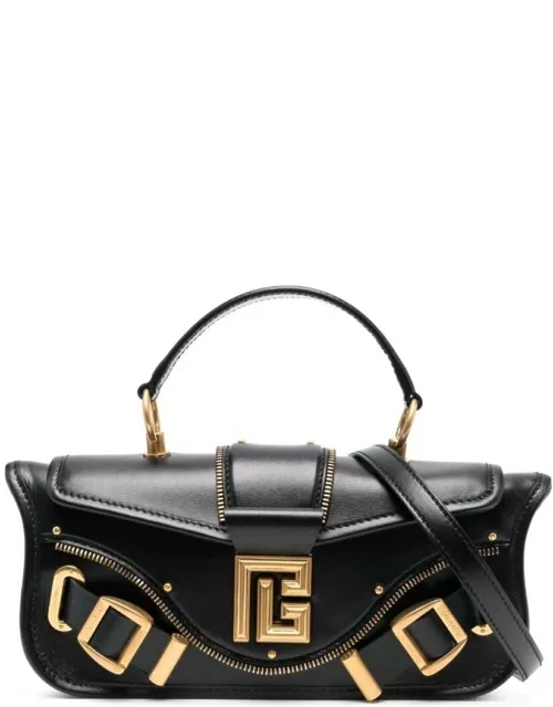 Balmain blaze Black Clutch Bag With Pb Logo And Buckles In Smooth Leather Woman