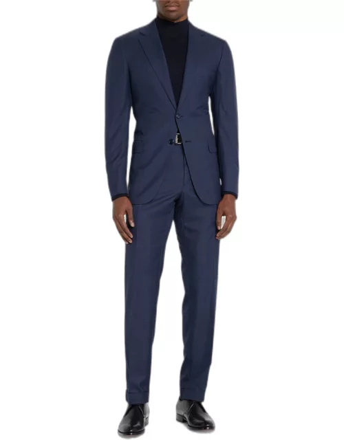 Men's Super 150s Wool-Silk Plaid Suit