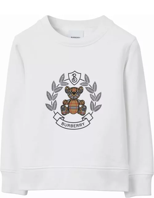 Burberry White Cotton Sweatshirt