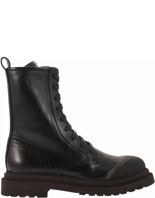 Brunello Cucinelli Leather Boot With precious Contour