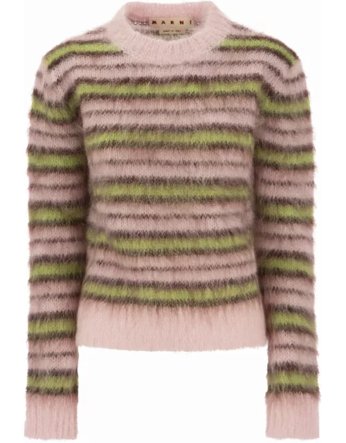 Marni Striped Mohair And Wool Pullover